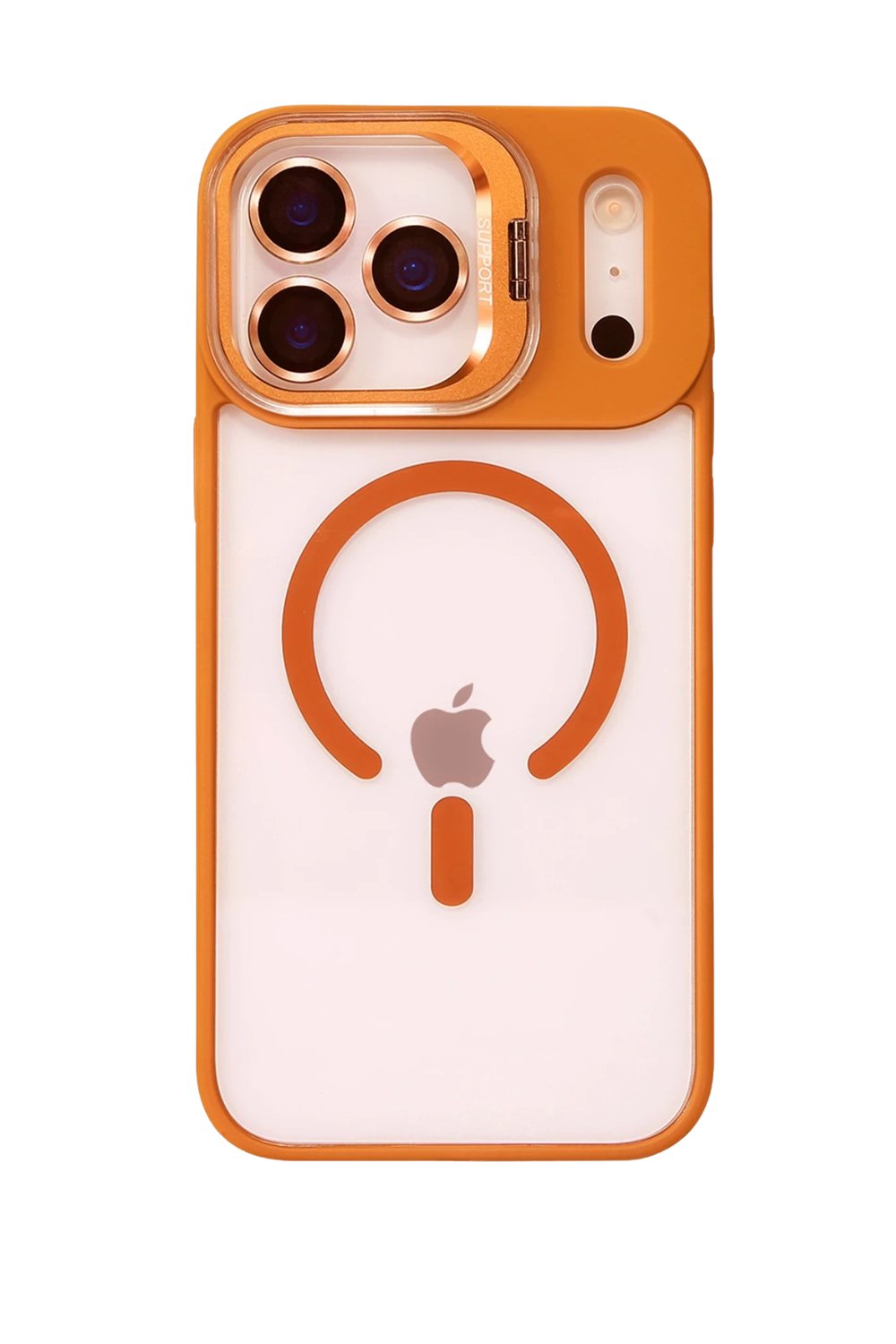 Apple iPhone 17 Pro Remim Lensli MagSafe Standlı Darbe Korumalı Kılıf – Turuncu