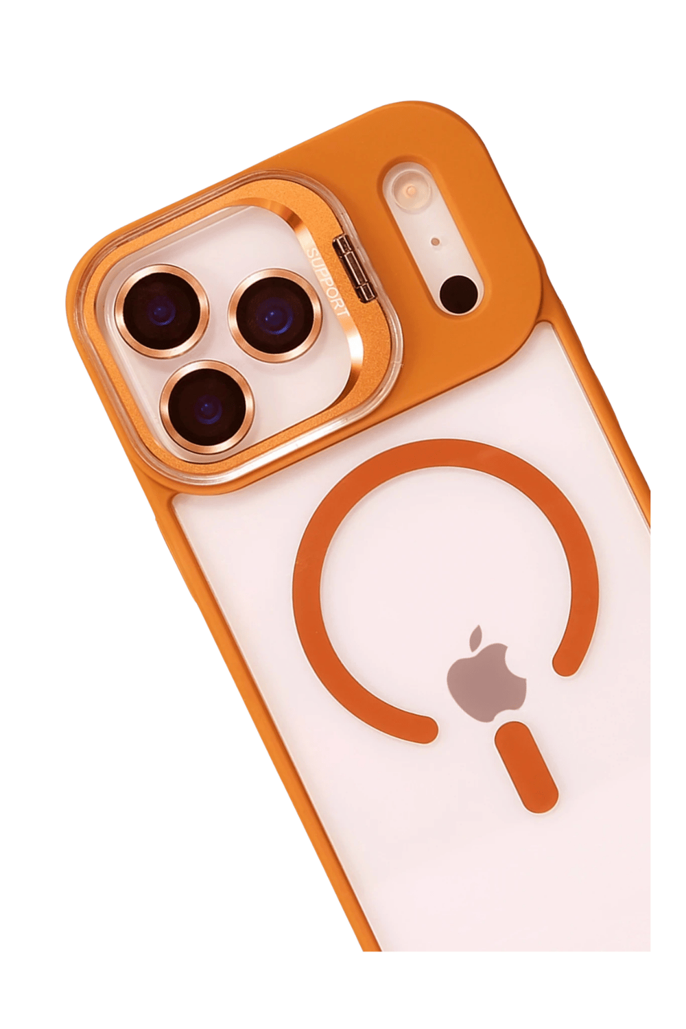 Apple iPhone 17 Pro Remim Lensli MagSafe Standlı Darbe Korumalı Kılıf – Turuncu