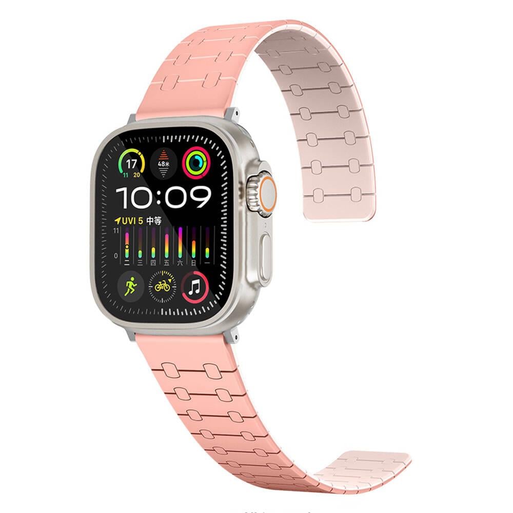 SİLİKON KORDONLARZORESLKN07Apple Watch 38mm/40mm/41mm Çizgili Desenli Silikon Kordon - Pembe