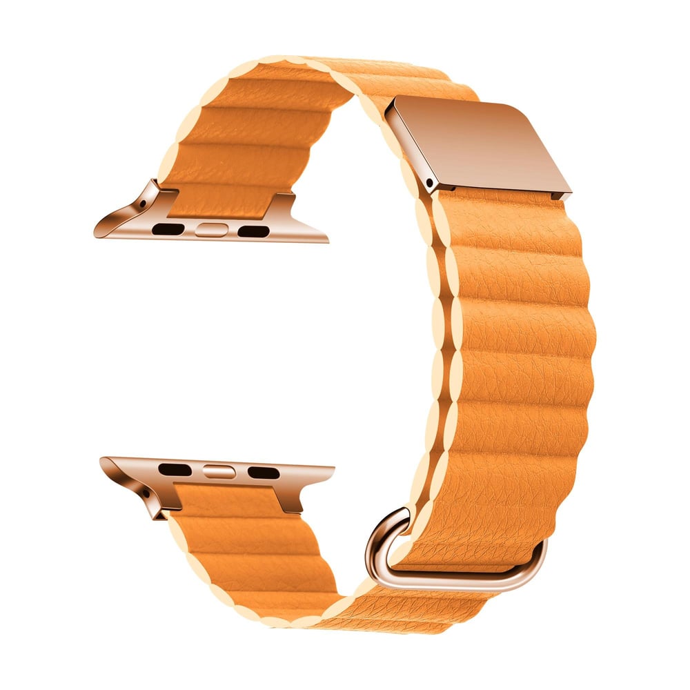 DERİ KORDONLARZORESTRP02Apple Watch 38mm/40mm/41mm Deri Kordon Strap Kayış - Turuncu
