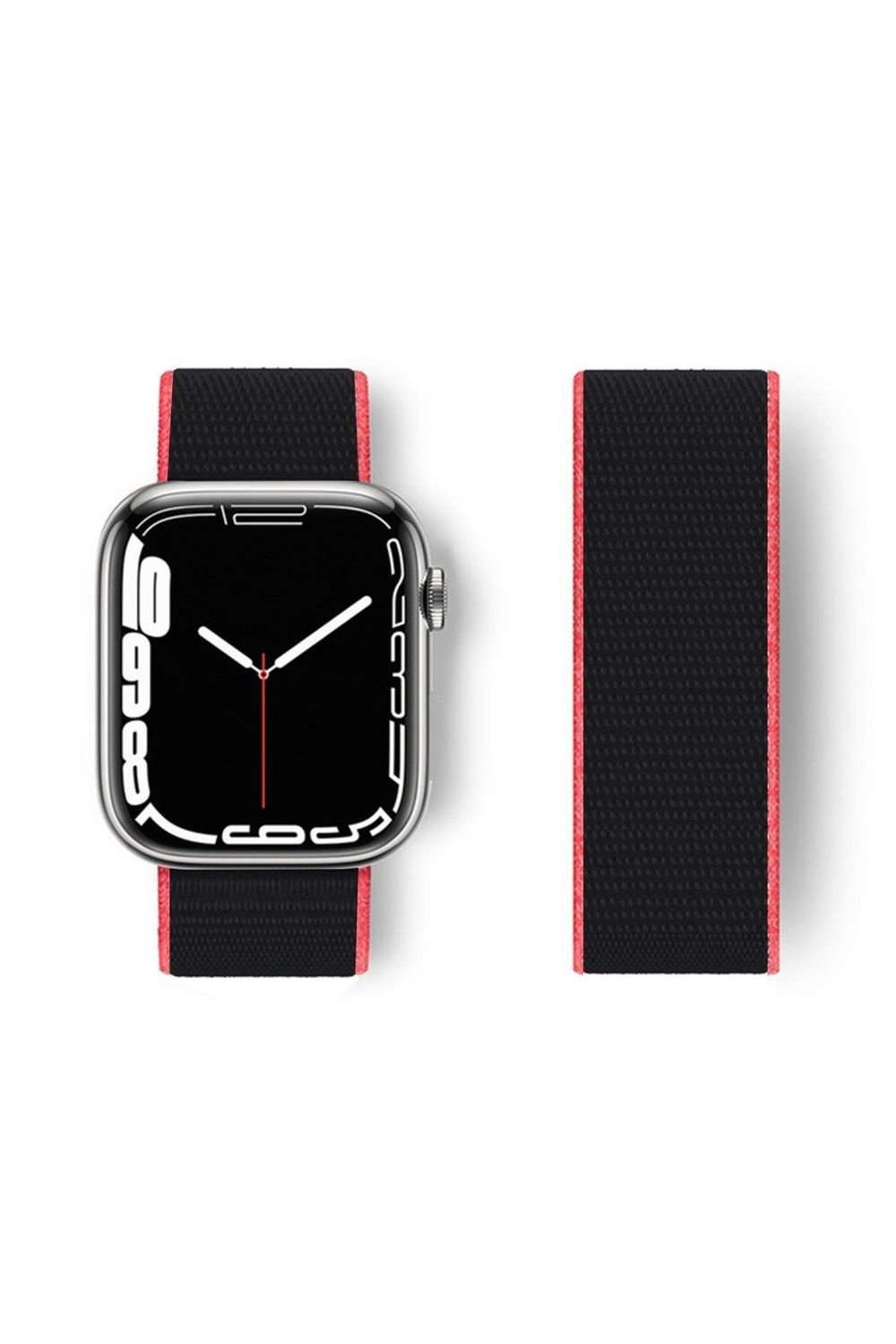 HASIR BEZ KORDONLARNEWFACEHSR06Apple Watch 38mm/40mm/41mm Hasırlı Cırtcırtlı Kordon - Pembe-Siyah
