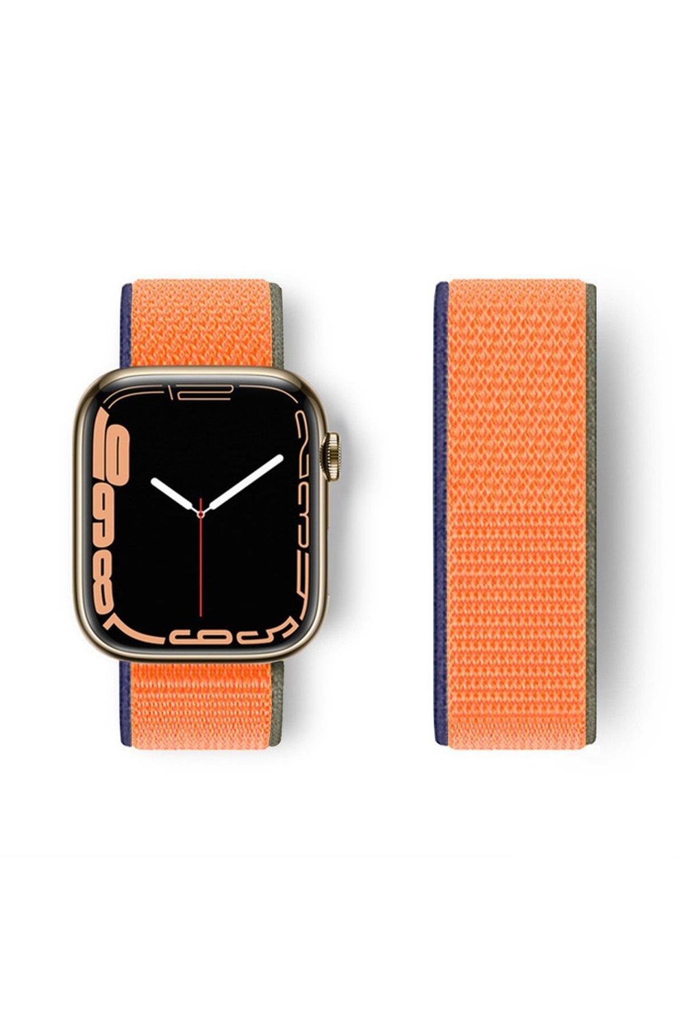 HASIR BEZ KORDONLARNEWFACEHSR05Apple Watch 38mm/40mm/41mm Hasırlı Cırtcırtlı Kordon - Lacivert-Turuncu