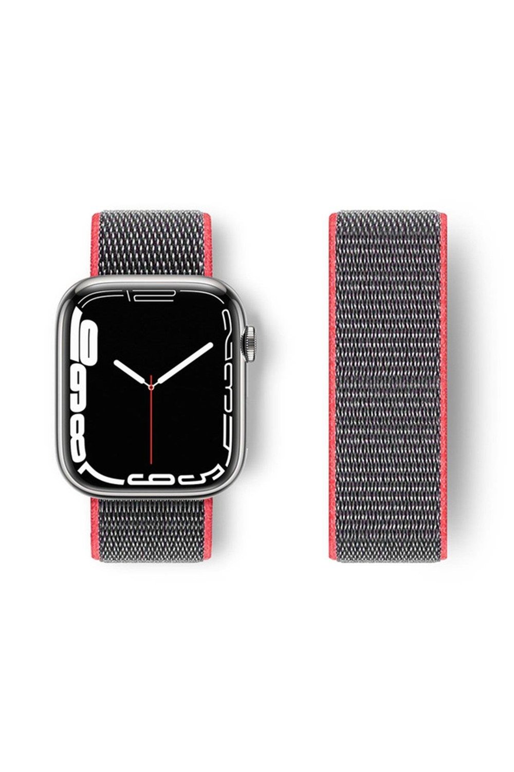 HASIR BEZ KORDONLARNEWFACEHSR02Apple Watch 38mm/40mm/41mm Hasırlı Cırtcırtlı Kordon - Pembe-Gri