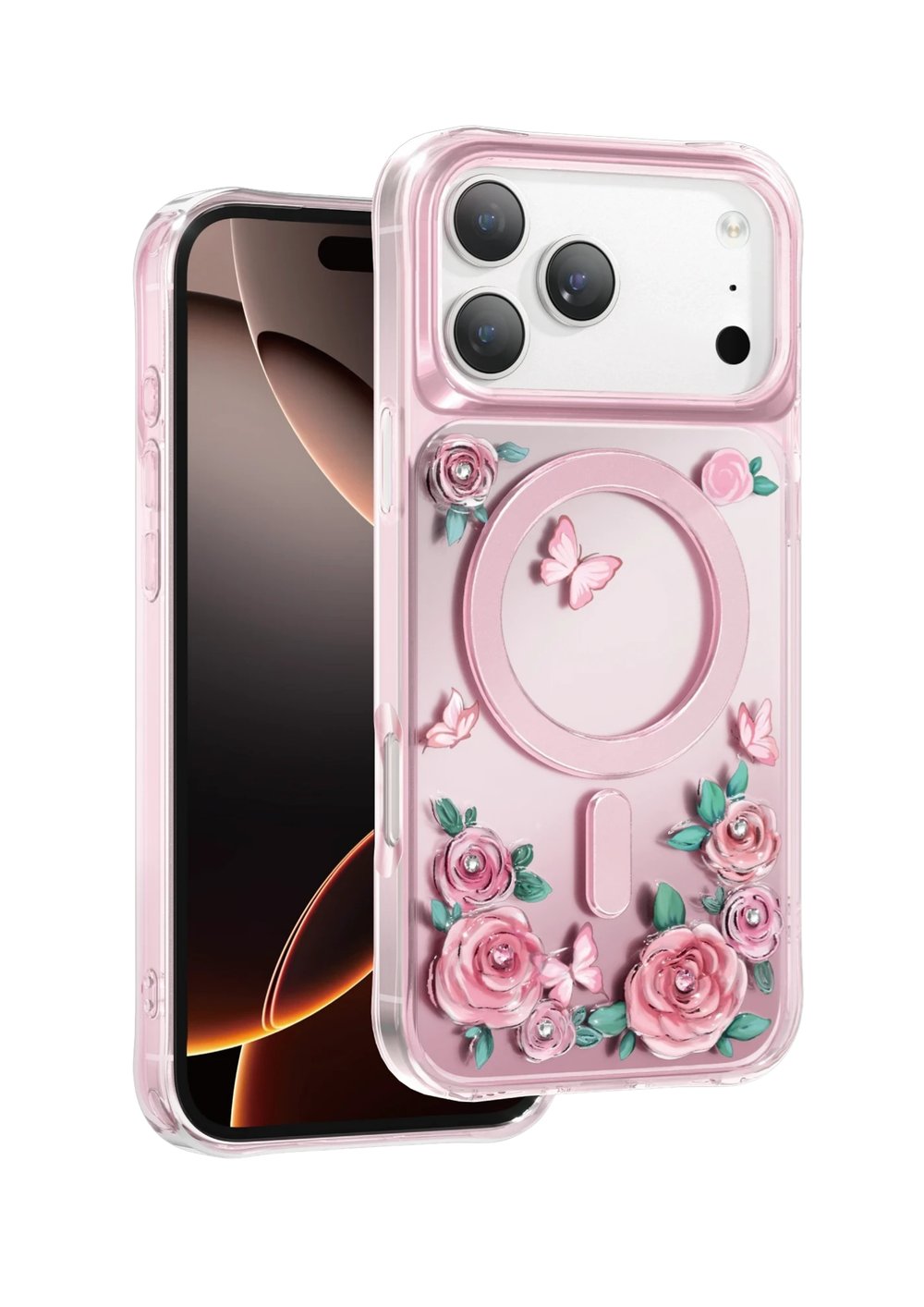 Keephone Apple iPhone 17 Pro Max Roseland Darbe Korumalı MagSafe Kılıf – Pembe