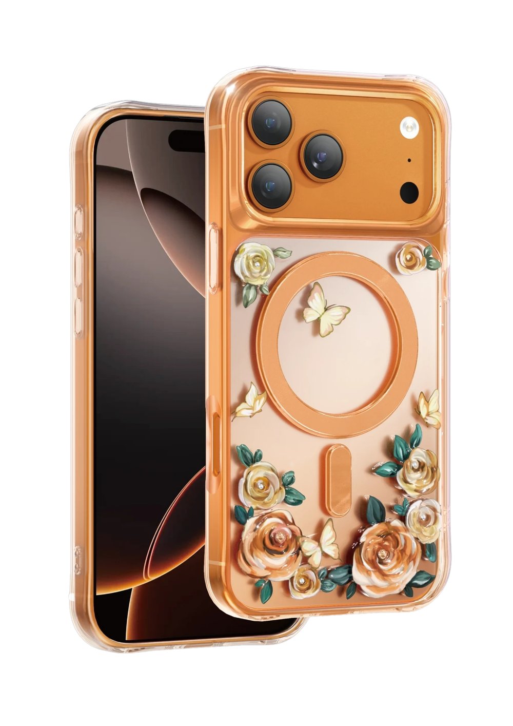 Keephone Apple iPhone 17 Pro Max Roseland Darbe Korumalı MagSafe Kılıf – Turuncu