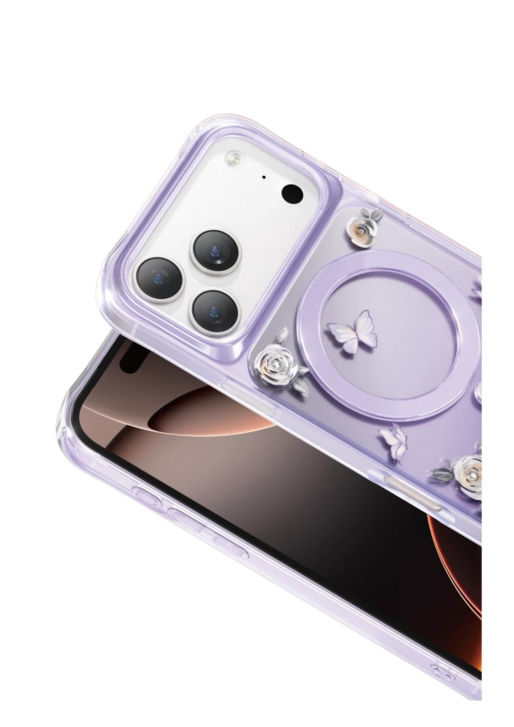 Keephone Apple iPhone 17 Pro Roseland Darbe Korumalı MagSafe Kılıf – Mor