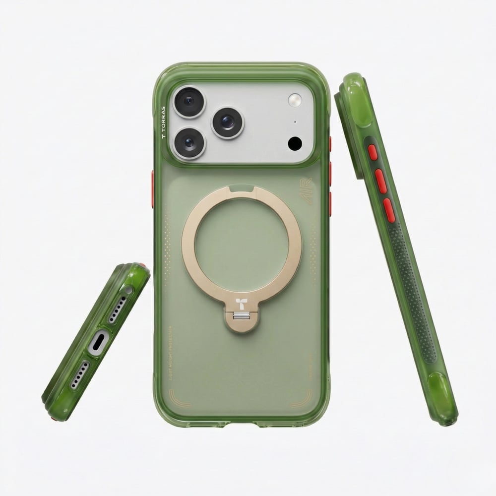 Torras iPhone 17 Pro Max Ostand Spin Air MagSafe Standlı Koruma Kılıf – Orman Yeşili