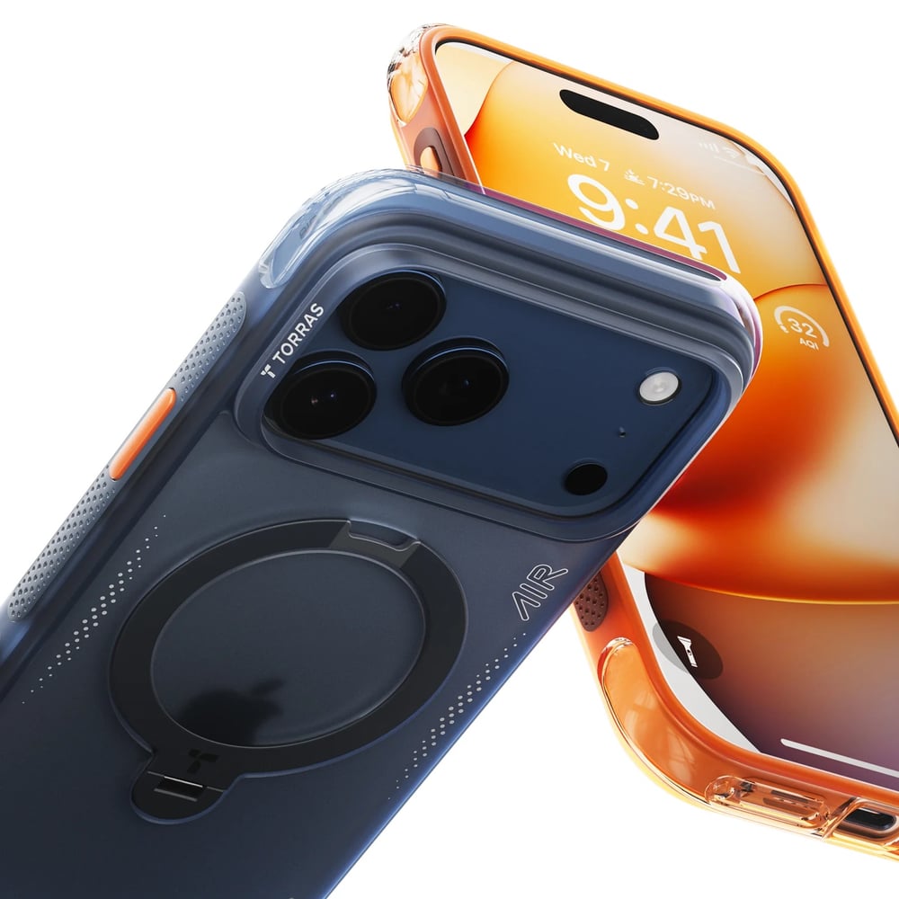 Torras iPhone 17 Pro Ostand Spin Air MagSafe Standlı Koruma Kılıf – Lacivert