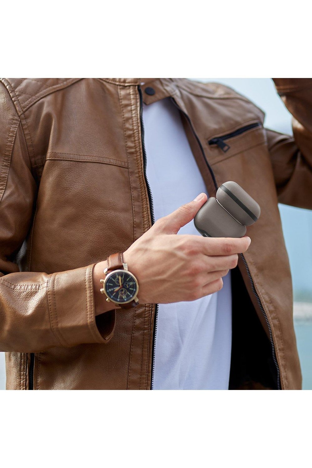 Uniq Apple Airpods 4 (4.nesil) Lyden DS Deri Kılıf - Titan Gri