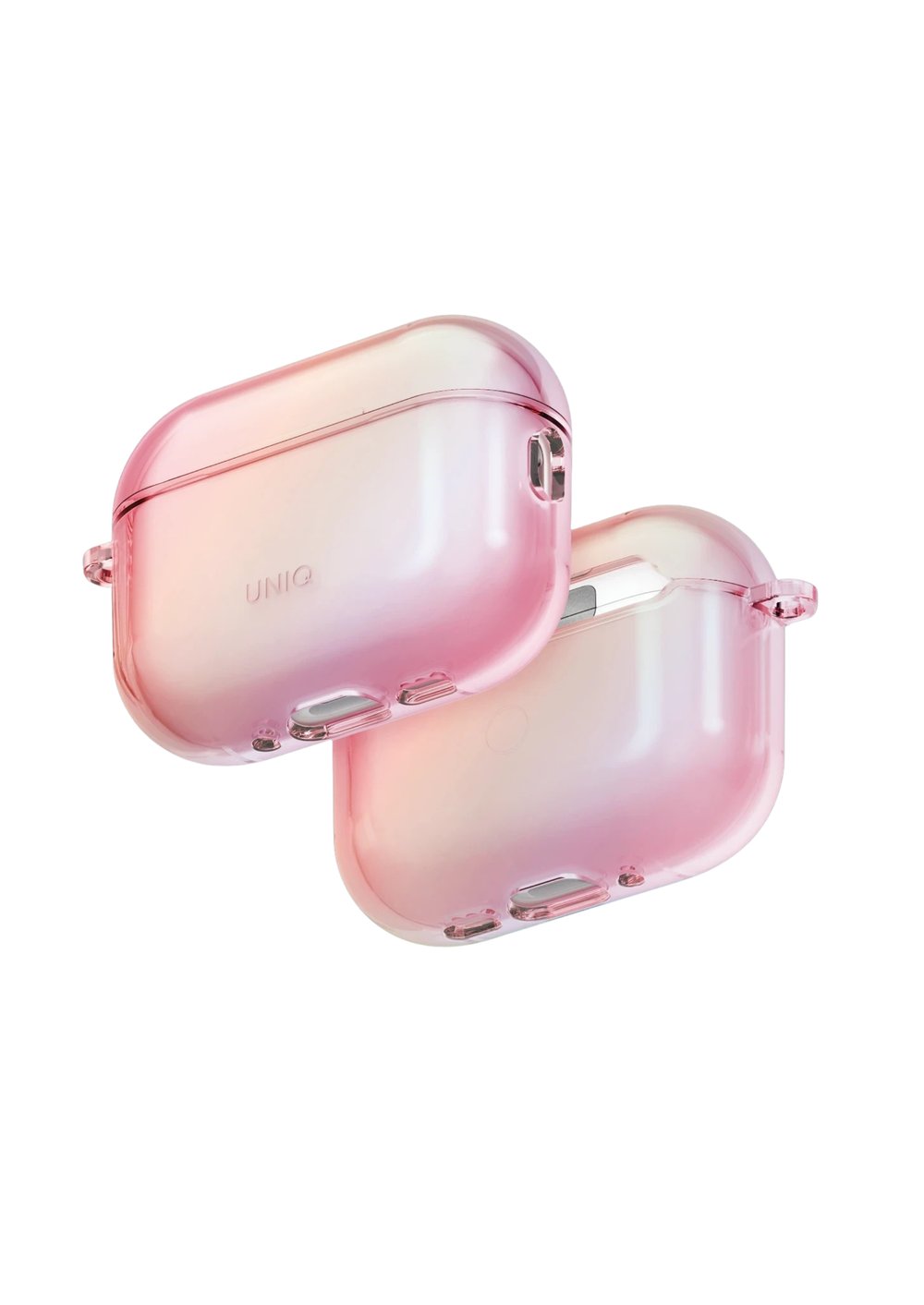 Uniq AirPods Pro 3 (3. Nesil) Iridescia Hang Serisi Askılı Şeffaf Kılıf - Pembe