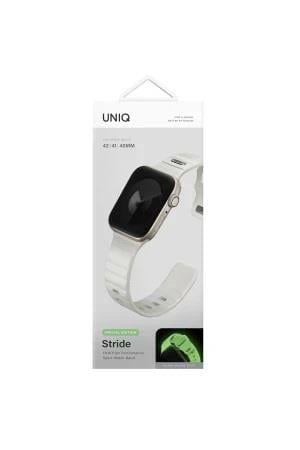 Uniq Apple Watch 40mm / 41mm / 42mm  Stride FKM Silikon Kordon - Beyaz Fosforlu