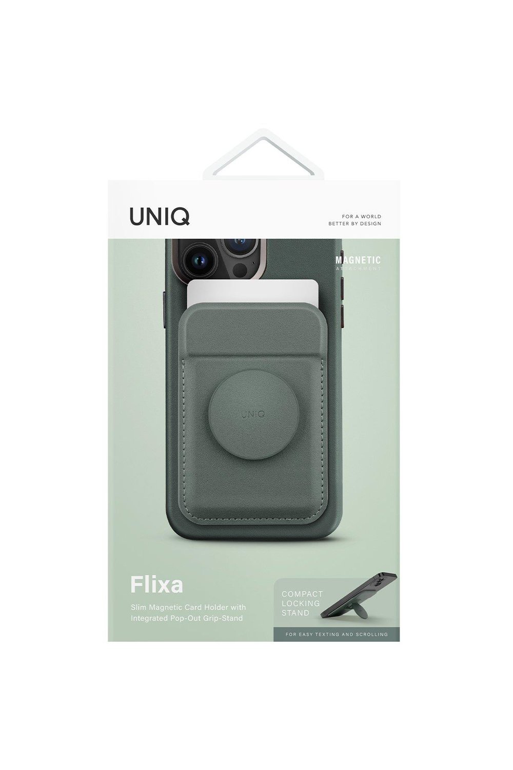 Uniq Flixa Popsocketli Manyetik Kartlık Stand - Koyu Yeşil