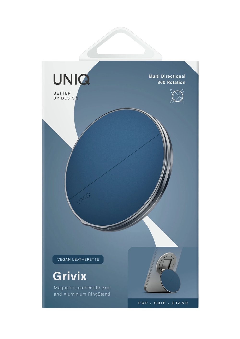 Uniq Grivix Classic 360° Manyetik MagSafe Kickstand Yüzük – Lacivert