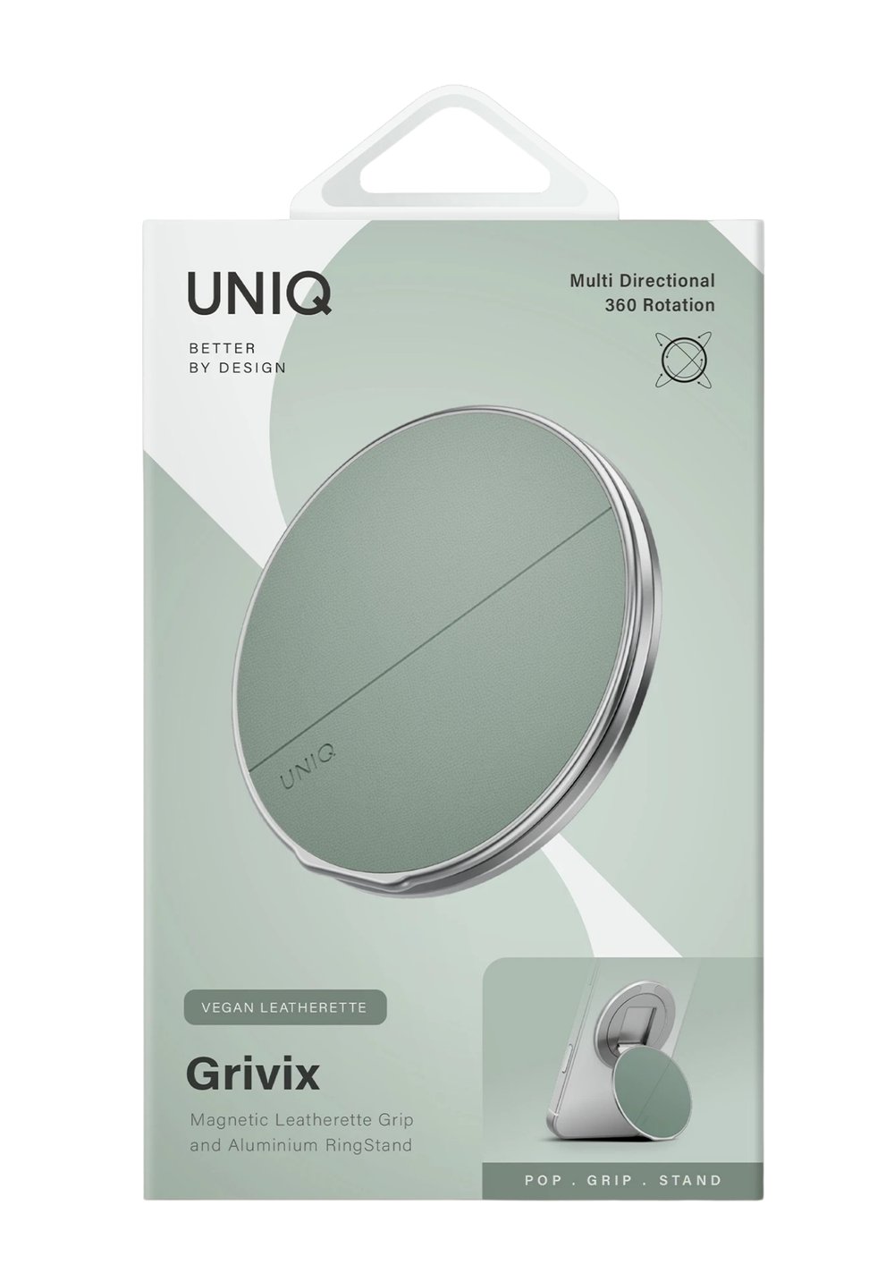Uniq Grivix Classic 360° Manyetik MagSafe Kickstand Yüzük – Su Yeşili