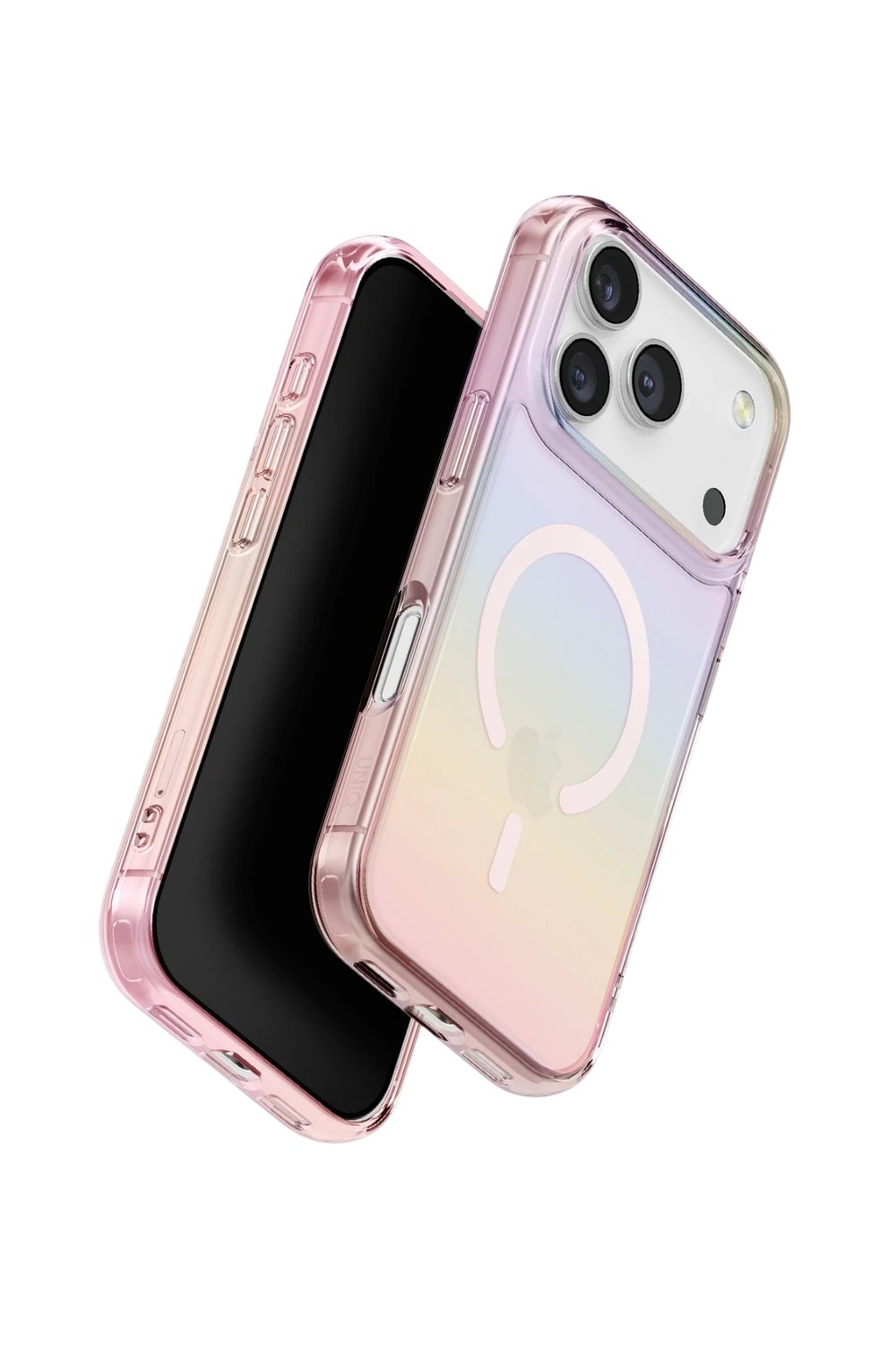 Uniq iPhone 17 Pro Iridescia MagSafe Uyumlu Holografik Kılıf – Pembe Rainbow