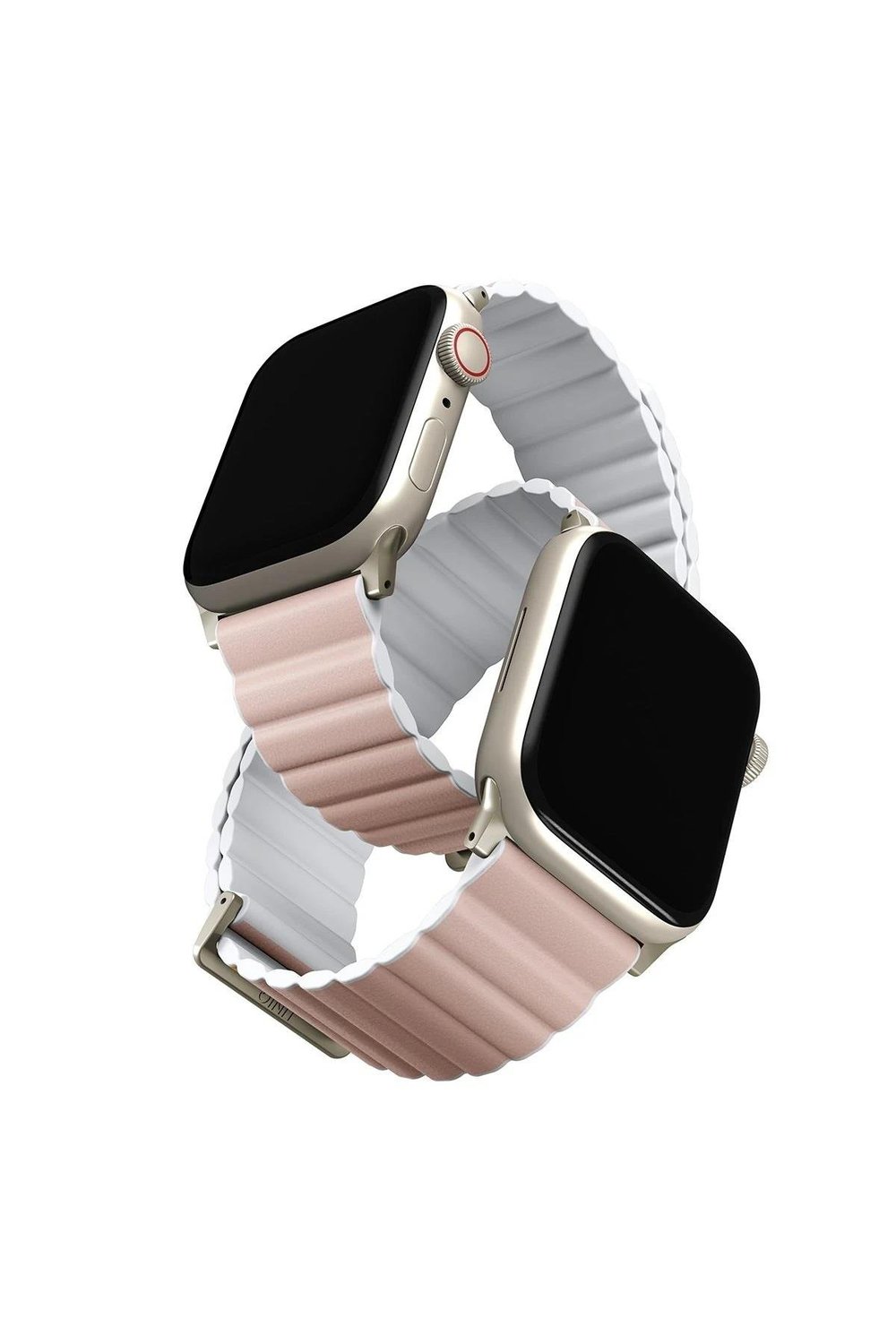 Uniq Apple Watch 38mm/40mm/41mm Revix Premium Reversible Manyetik Kordon - Pembe-Beyaz