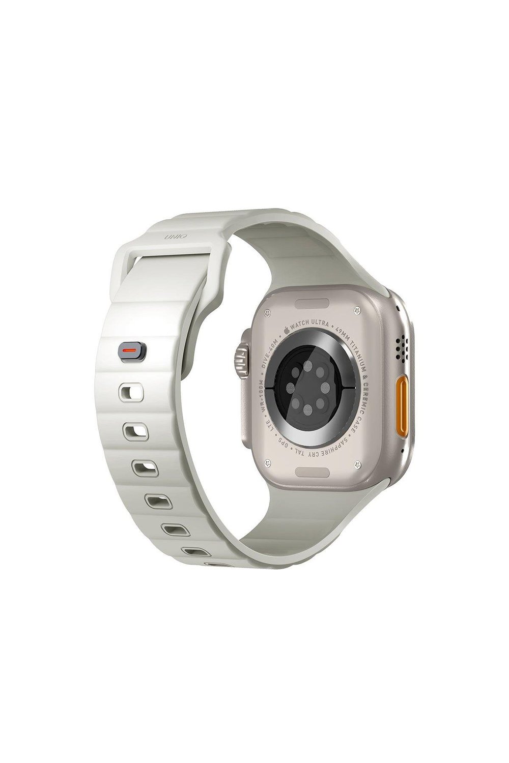 Uniq Apple Watch 42mm / 44mm / 45mm / 46mm / 49mm Stride FKM Silikon Kordon - Beyaz Fosforlu