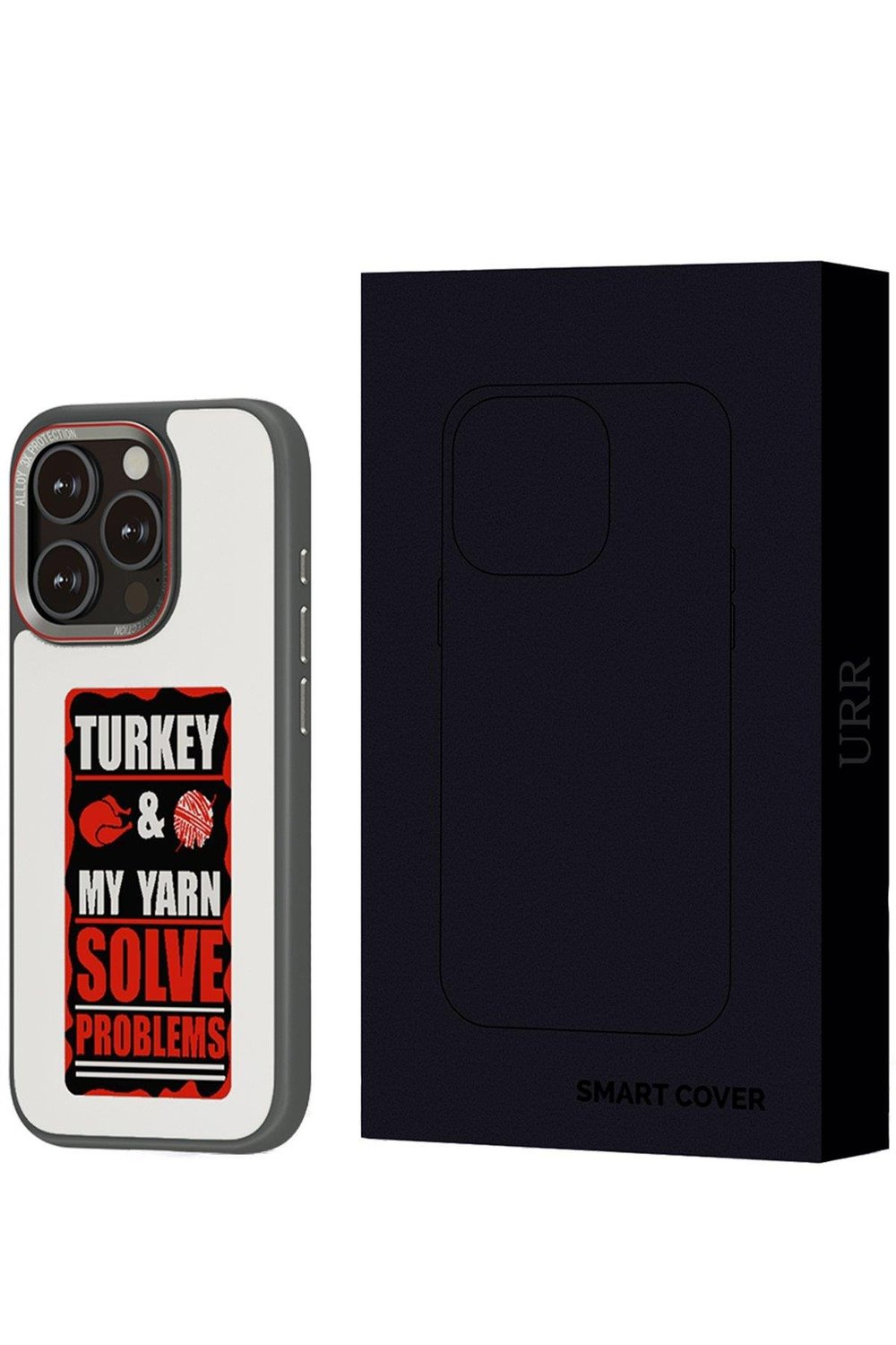 URR Apple iPhone 15 Pro Max NFC Smart Case Akıllı Kapak - Titan Gri