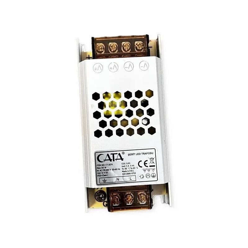 Cata CT-2674 5 Amper Şerit Led Trafosu 60W Süper Slim Fansız
