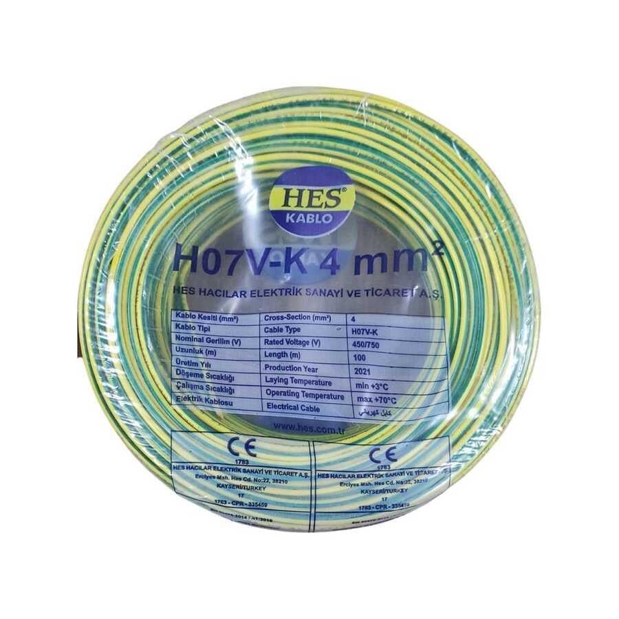 Hes Nyaf Kablo 4 mm² Sarıyeşil ( H07v-K )