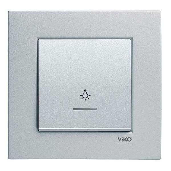 Viko Artline Novella/Trenda Işıklı Light Anahtarı Düğmesi Gümüş