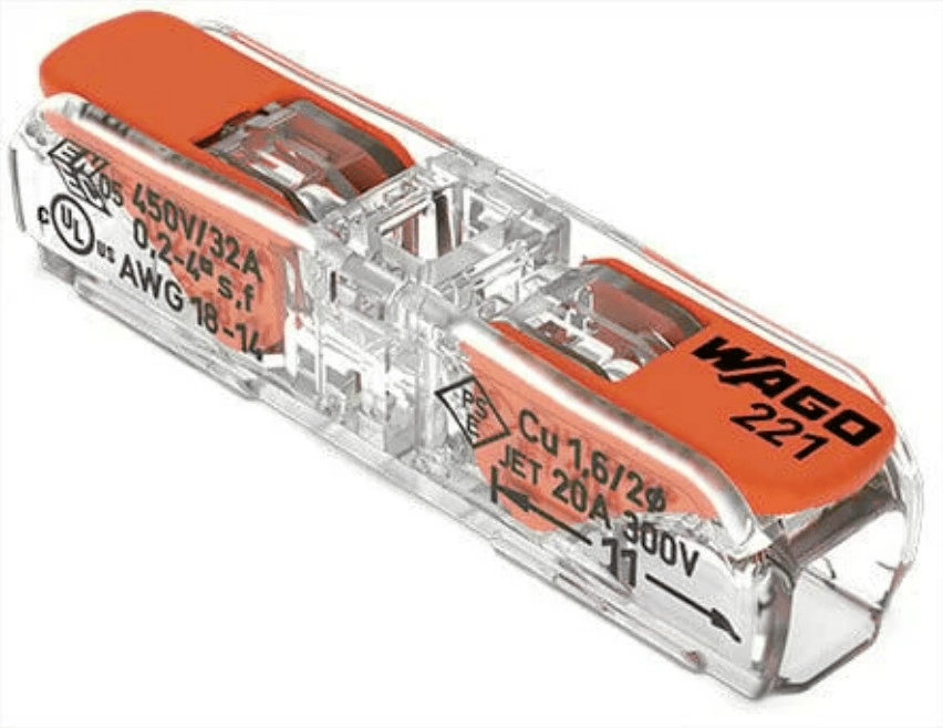 WAGO 221-2411 2 İletken 4mm Kol ile Satır İçi Ekl. Kon.