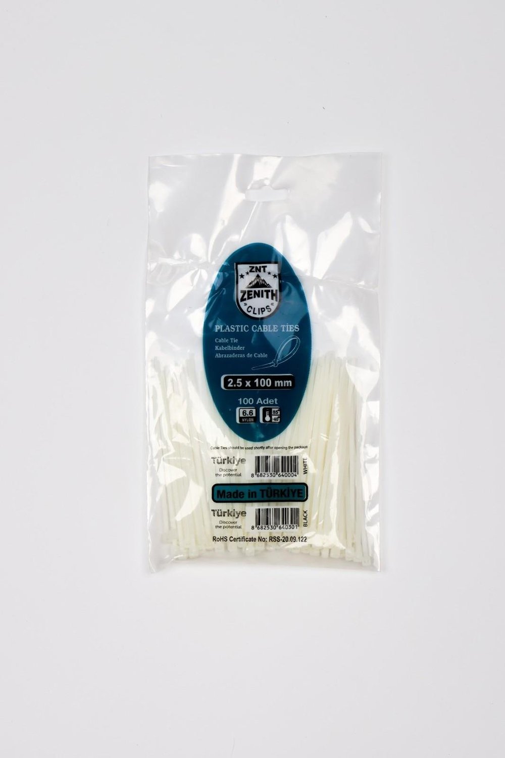Zenith 2,5x100 Beyaz Kablo Bağı & Plastik Kelepçe & Cırt Kelepçe 100 Adet (paket)