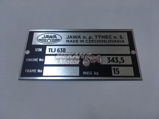 TYPE PLATE 638 JAWA 350 TS