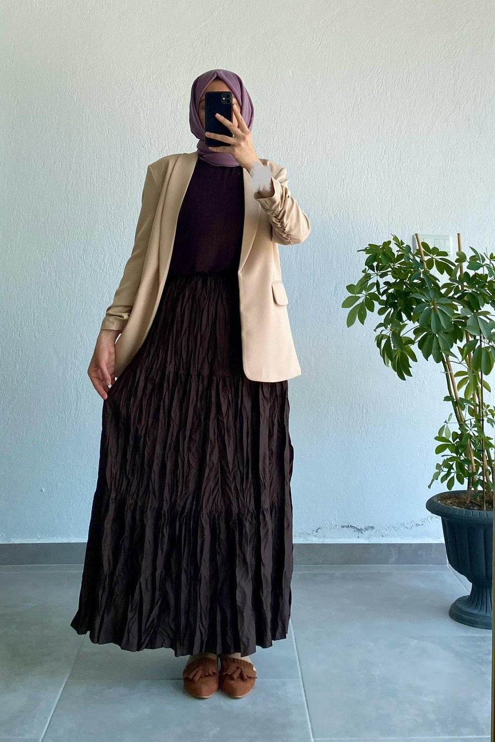 Kolu Büzgü Detaylı Blazer Ceket Bej