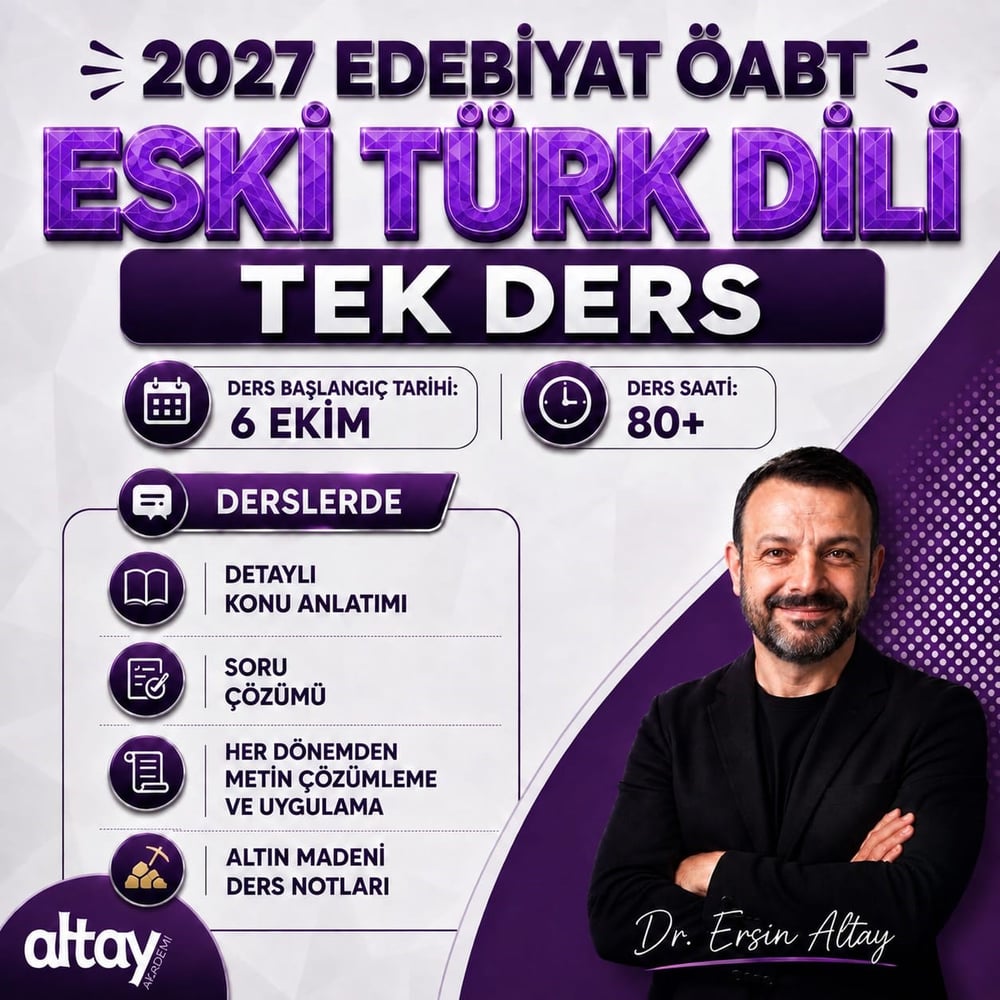 2027 EDEBİYAT ÖABT ESKİ TÜRK DİLİ TEK DERS PAKETİ