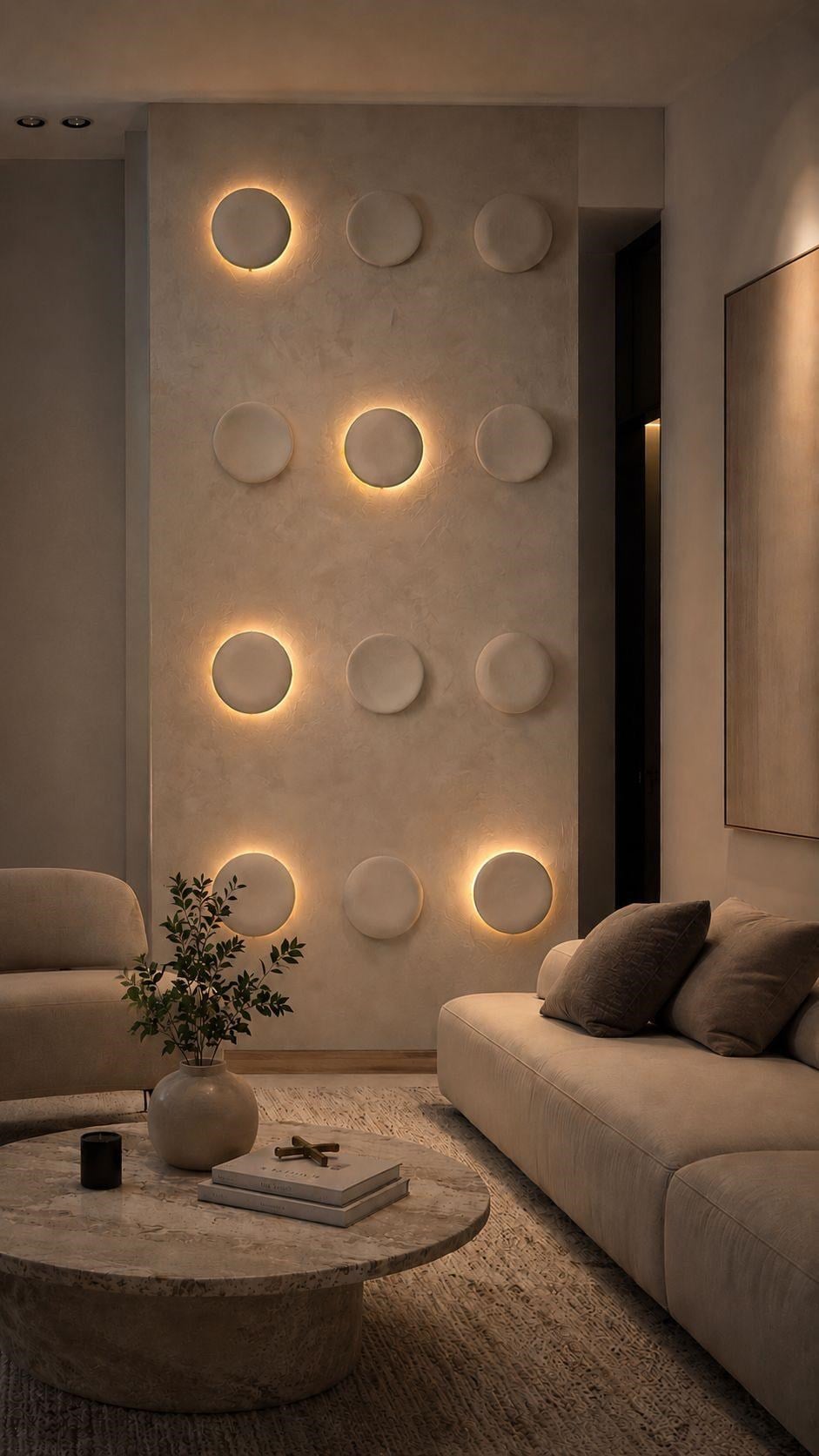 35 CM Ledli Duvar Apliği İç Oval
