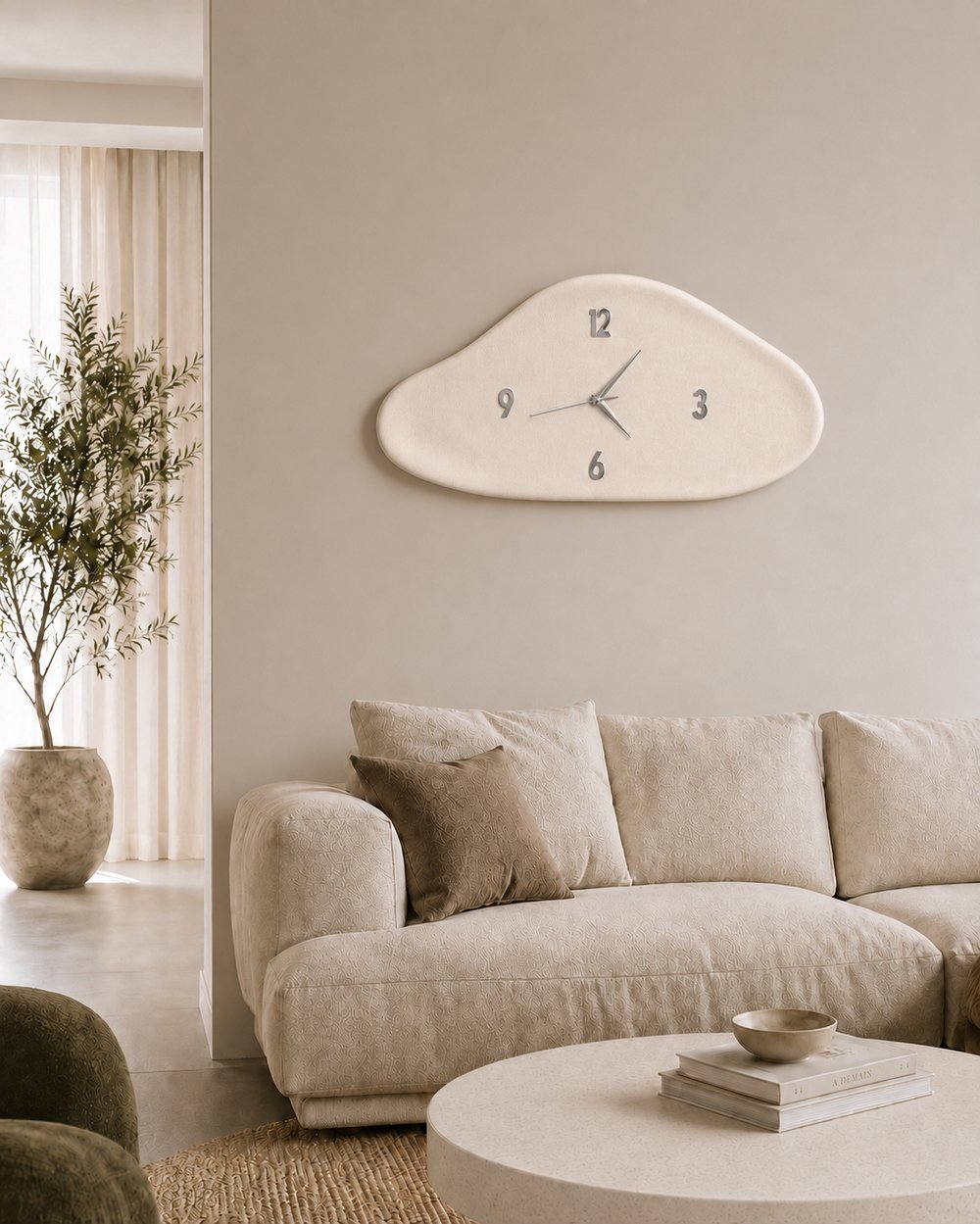 Yeni Sezon Royel Serisi & Beton Görünümlü Duvar Saati - 37x75 cm