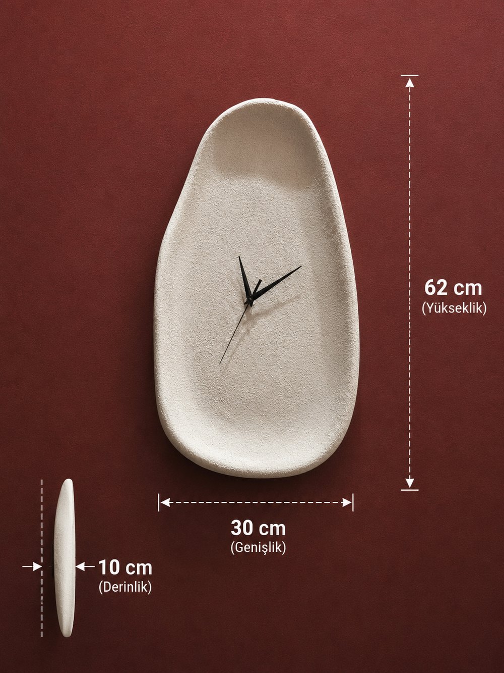 Beton Görünümlü Duvar Saati 62 cm