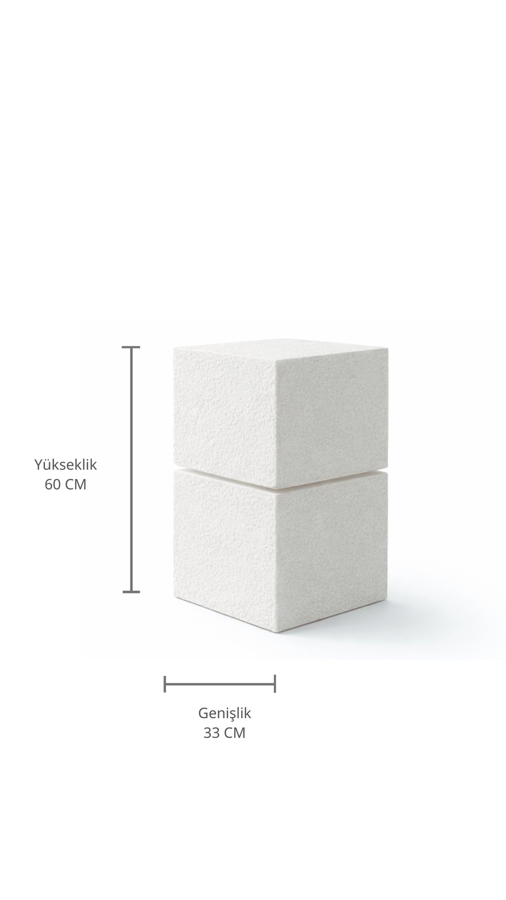 Doğal Dokulu Tek Çizgili Dekoratif Sehpa 60 cm
