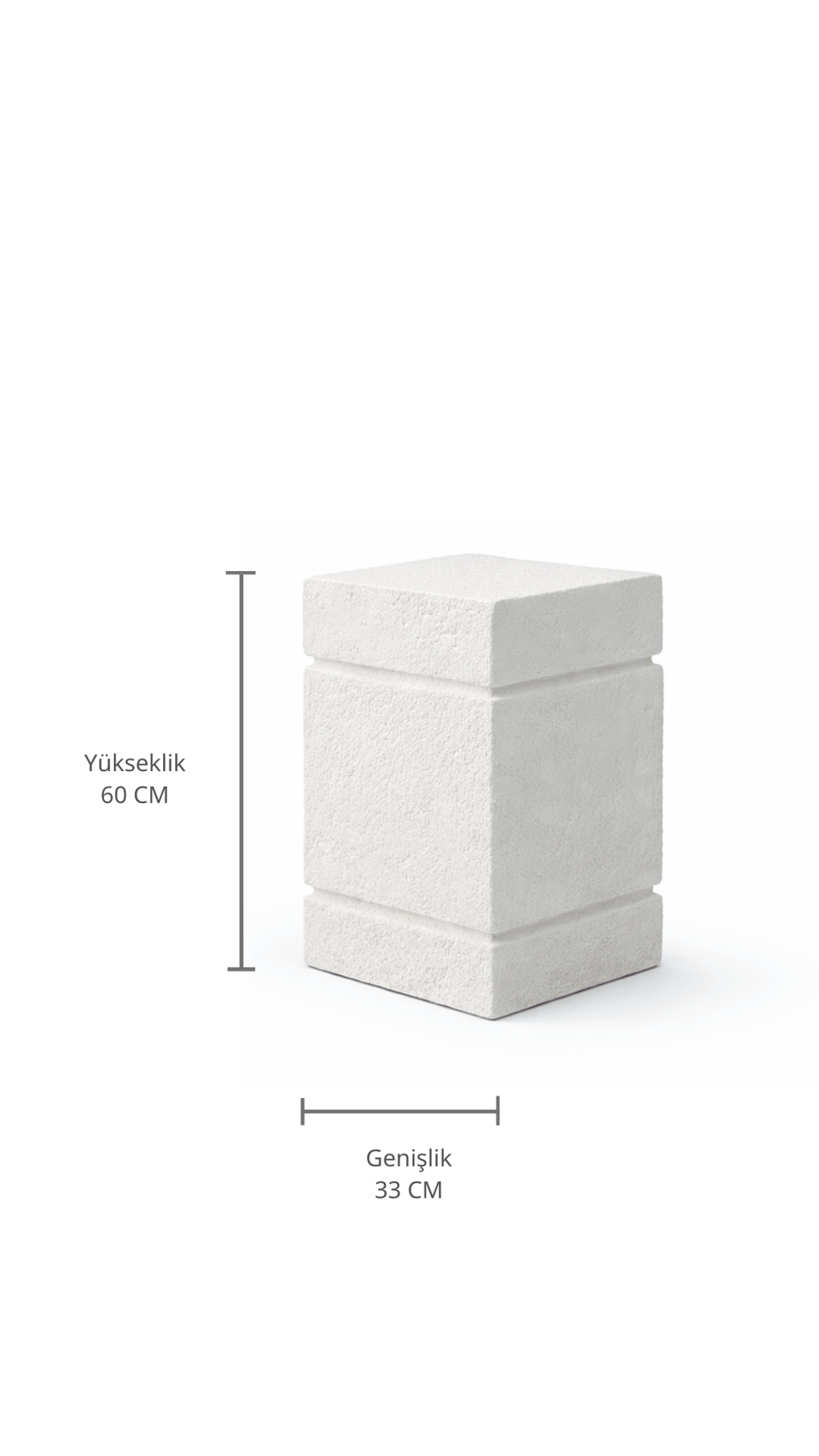 Doğal Dokulu İki Çizgili Dekoratif Sehpa 60 cm