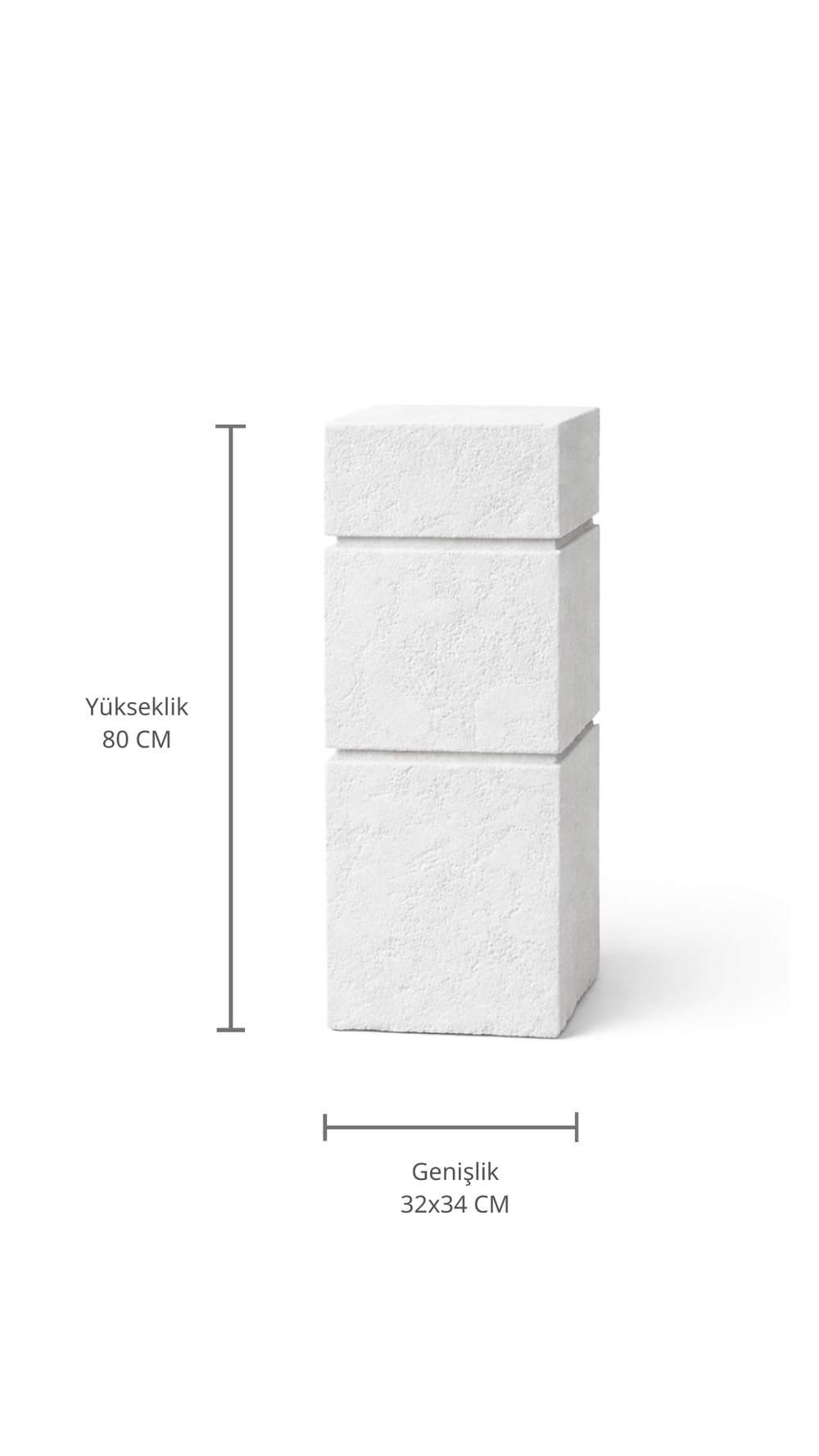Doğal Dokulu İki Çizgili Dekoratif Sehpa 80 cm