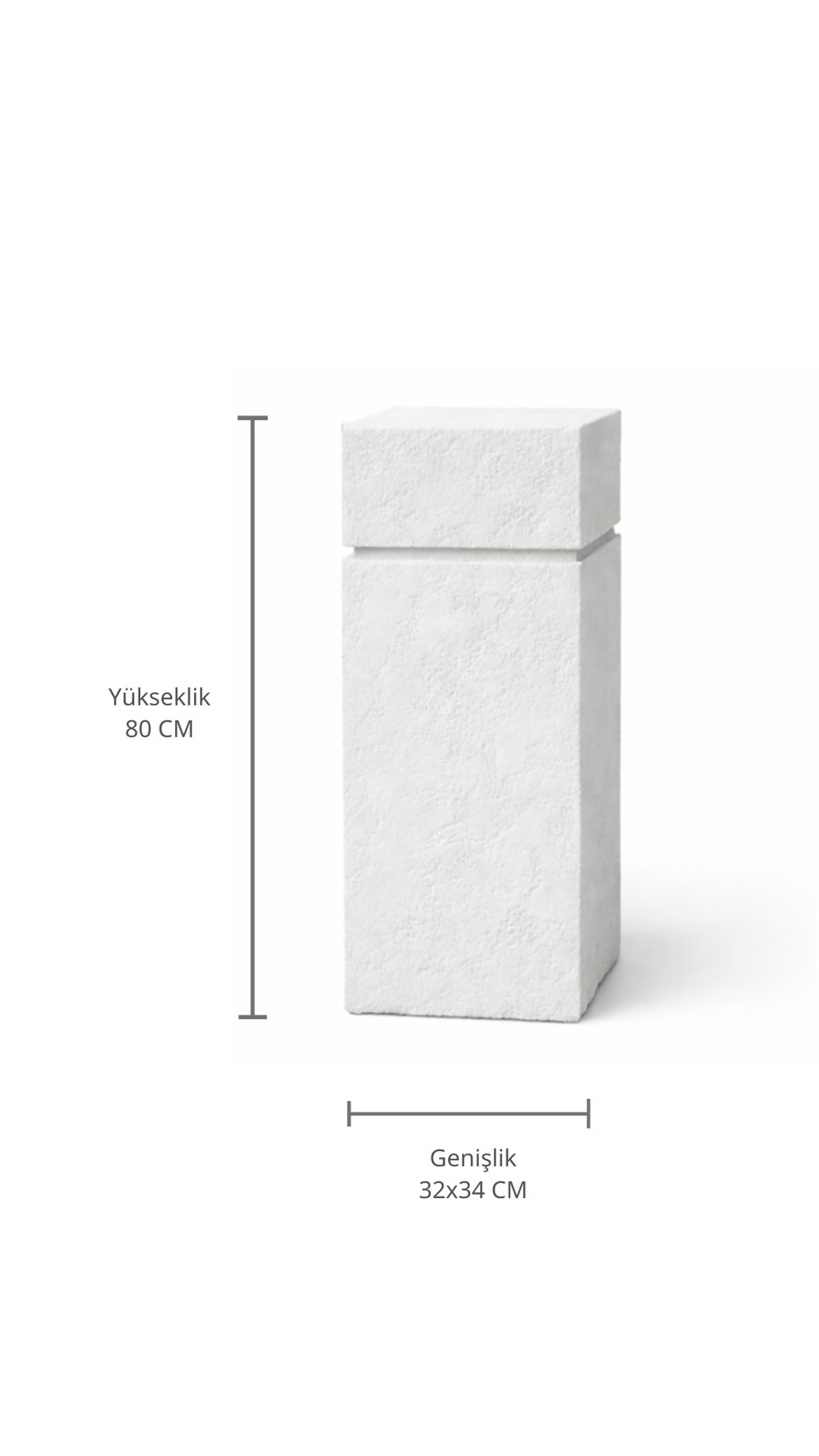 Doğal Dokulu Tek Çizgili Dekoratif Sehpa 80 cm