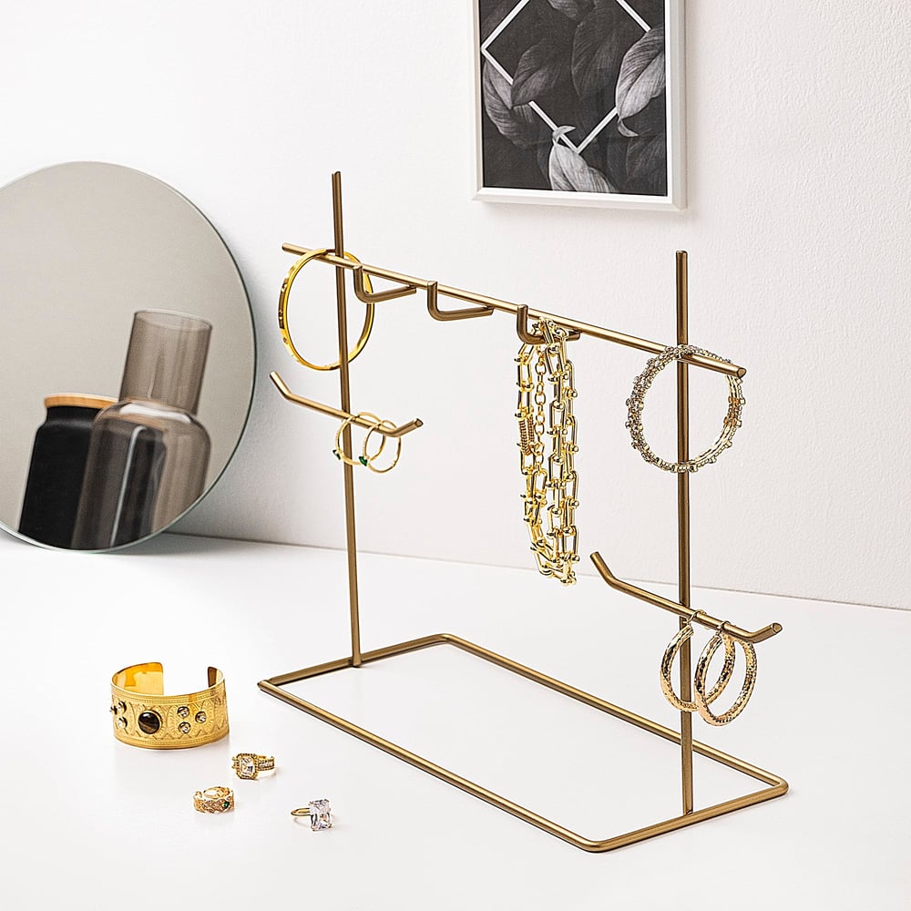 Sunum Tepsisi Mutfak Banyo Düzenleyici Organizer Takı Standı Siyah 29 cm 