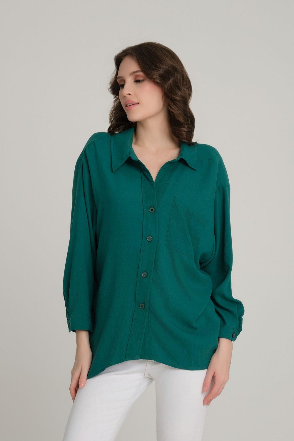 Oversize Düğme Detaylı Gömlek