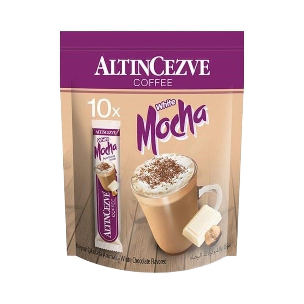 3ü1 Arada | Üçü bir arada White Mocha Beyaz Çikolata Aromalı 10′ lu Paket (Tek İçimlik) -17 Gr x 10 Adet