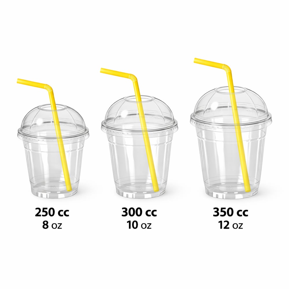 Slush  Buzlaş Milkshake Bardak  Pipet  Kapak 100′ lü Set