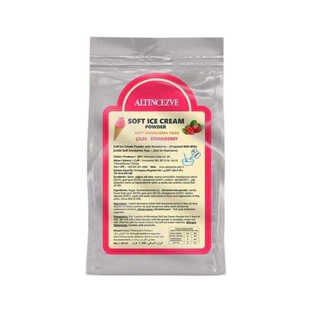 Soft Dondurma Tozu Çilekli 1.300 Gr - 5L (Süt)