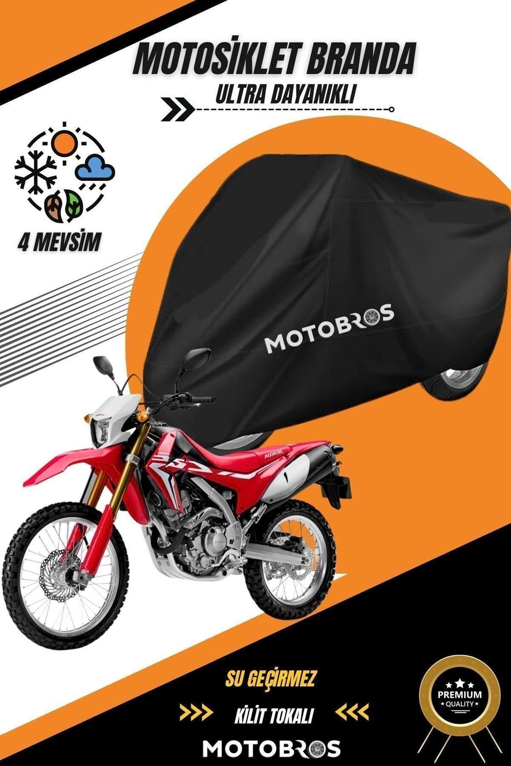 Motosiklet Branda Honda Crf Siyah Su Geçirmez Dayanıklı (EN KALIN) Kumaş Ömürlük Kullanım