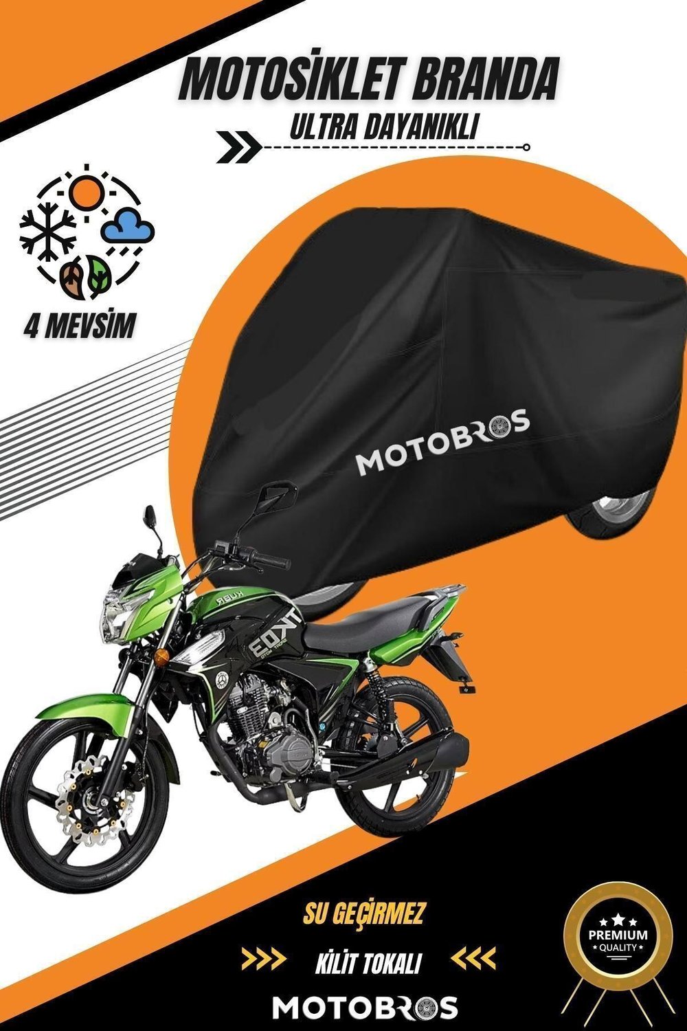 Motosiklet Branda Kuba Tk 03 Uyumlu Siyah Su Geçirmez Dayanıklı (EN KALIN) Kumaş Ömürlük Kullanım
