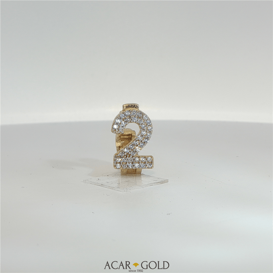 14 Ayar Altın Taşlı 2 Rakam Kolye Ucu | Acar Gold