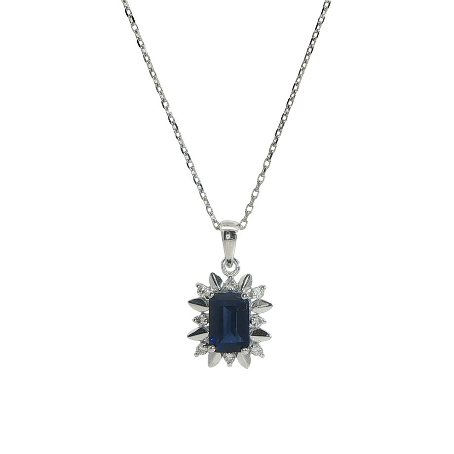 14K Altın Pırlanta Safir Kolye | Acar Gold