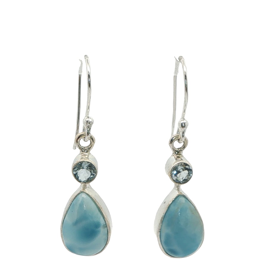 925 Ayar Gümüş Larimar ve Mavi Topaz Sallantılı Küpe | Acar Gold