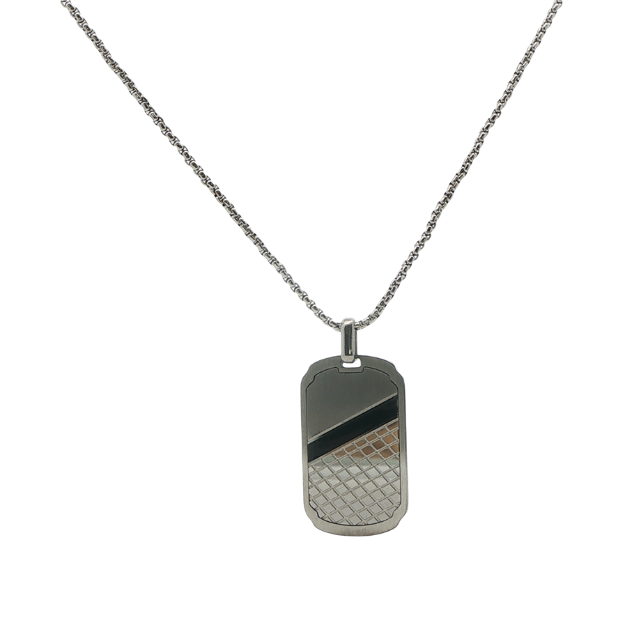 Çelik Desenli Dog Tag Kolye | Acar Gold
