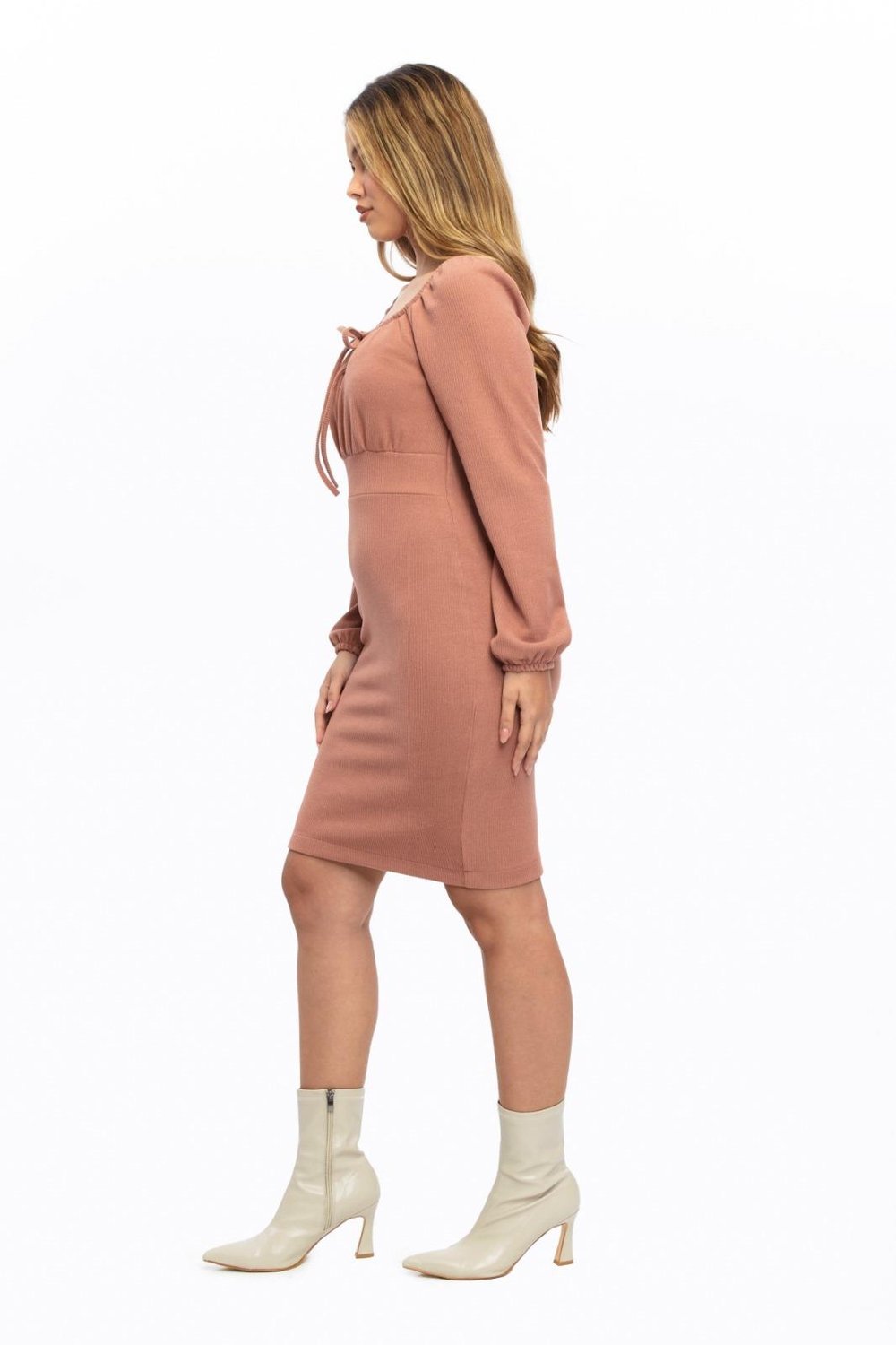 Kadın Vücuda Oturan Kışlık Örme Elbise 4499/95 Pembe