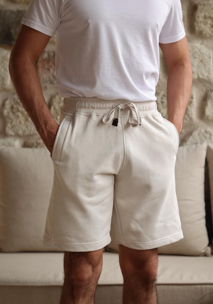 SlimFit Bej Penye Şort
